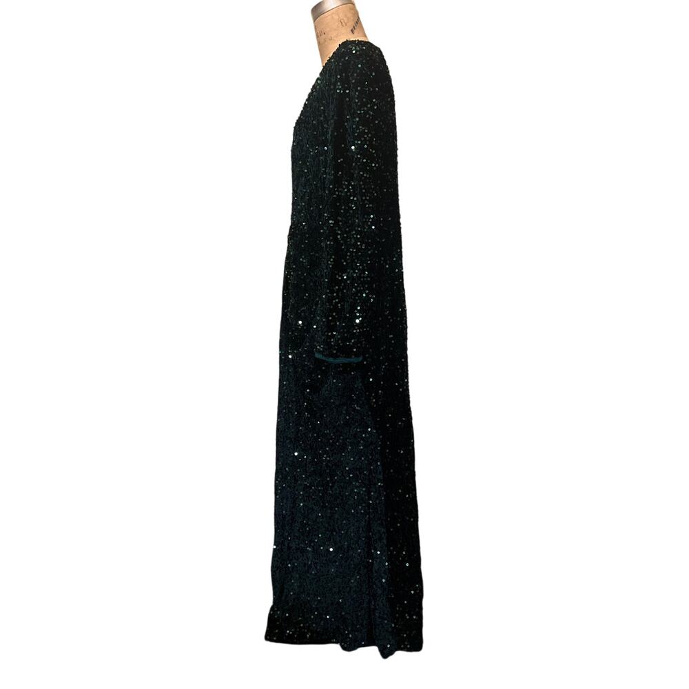 Sparkly Velvet Sequin Long Sleeve V-Neck Ruched Gown Dress NWT Size 4XL - Picture 3 of 12